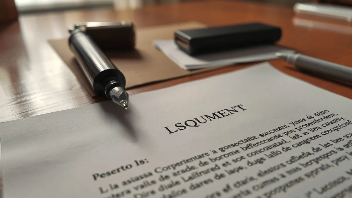 Imagen ilustrativa: un documento oficial con sello sobre una mesa de madera, junto a un bolígrafo y una carpeta.