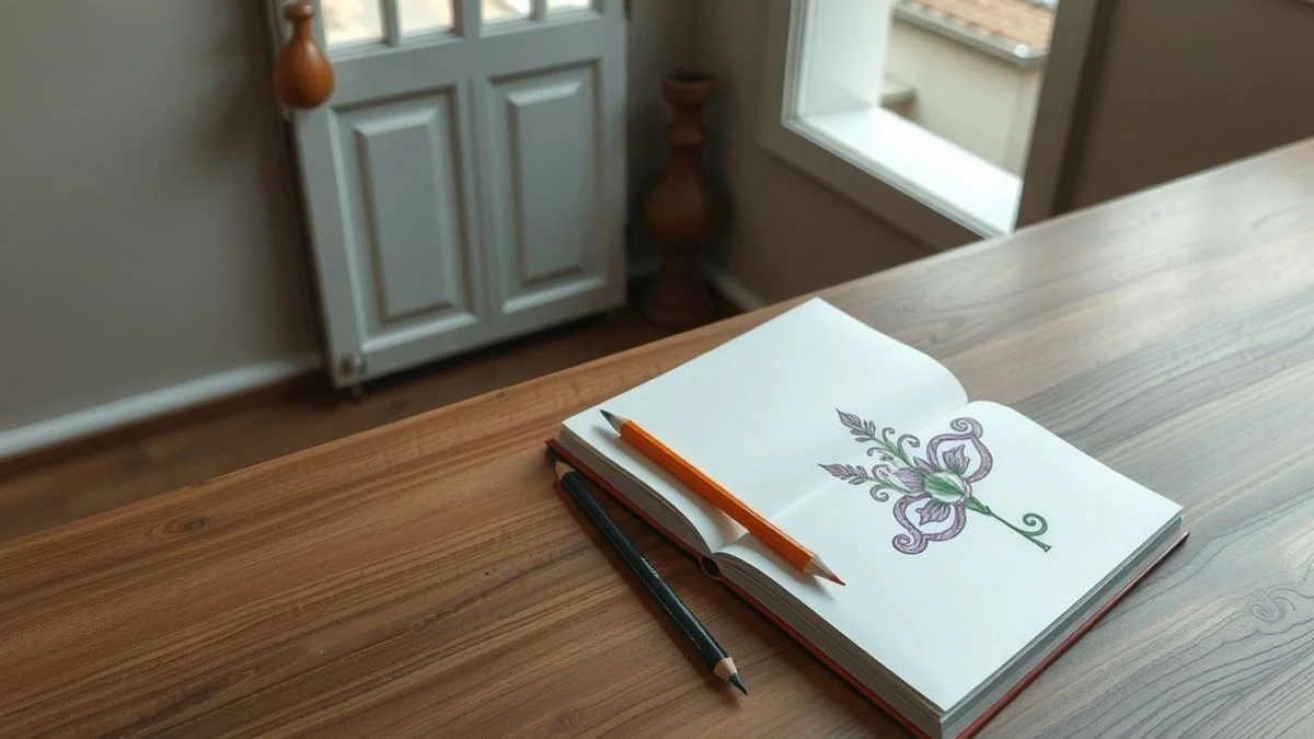 Imagen ilustrativa: un libro abierto y lápices de colores sobre una mesa de madera en una sala comunitaria