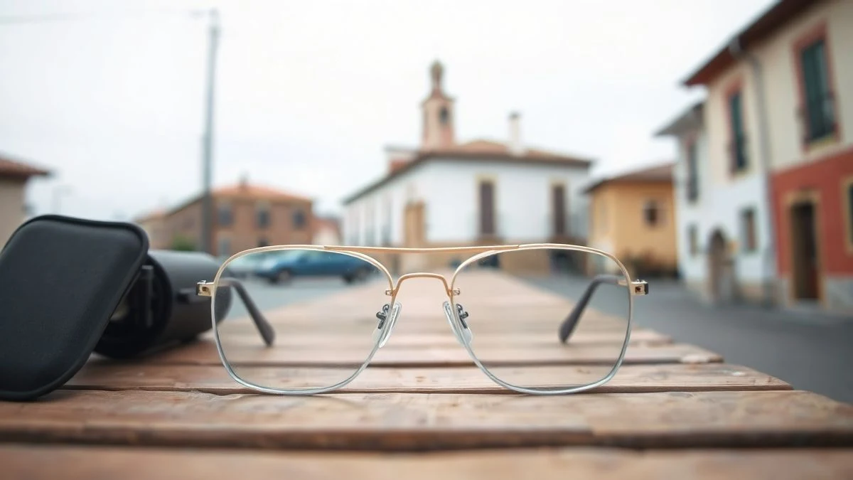Illustrative image: solar eclipse glasses on a wooden table in a rural setting, with a clear sky in the background.