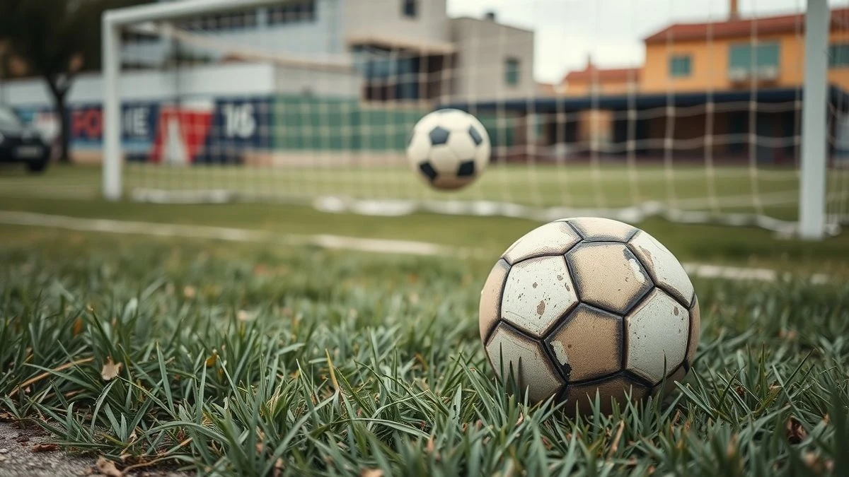 Illustrative image: a football on the grass next to a goal, in a generic sports field