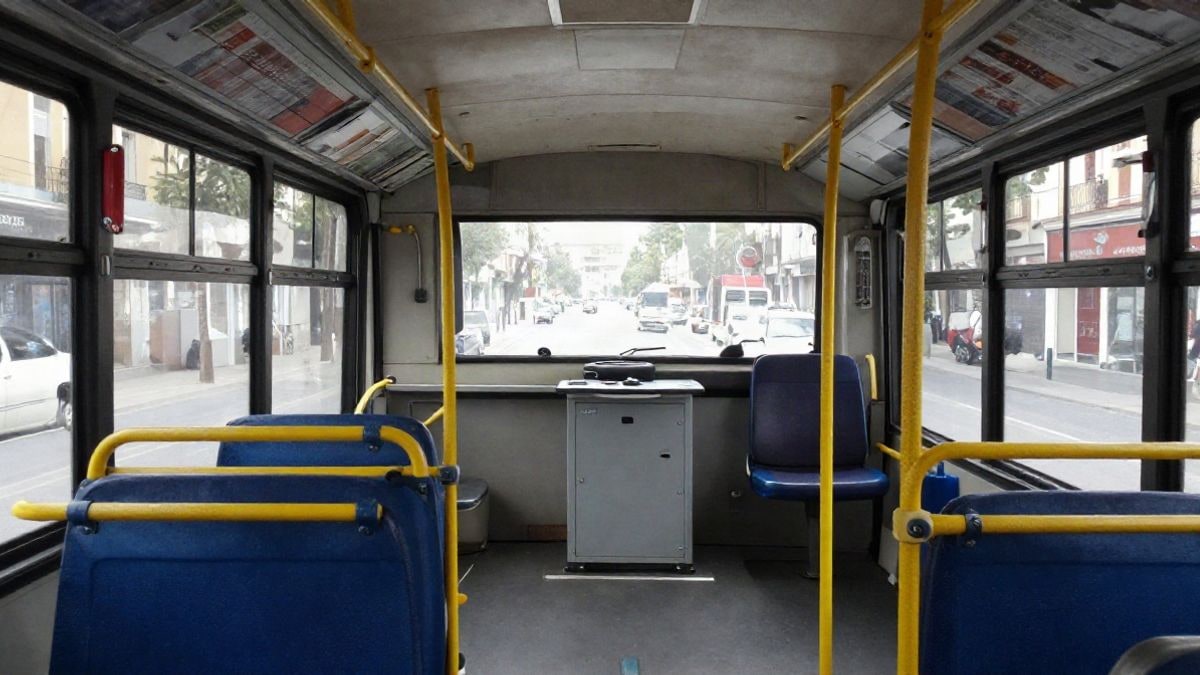 Illustrative image: interior of a bibliobus with shelves and side window light