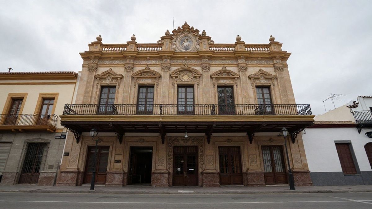 Imagen ilustrativa: fachada de un teatro histórico vista desde la calle con el cielo de fondo
