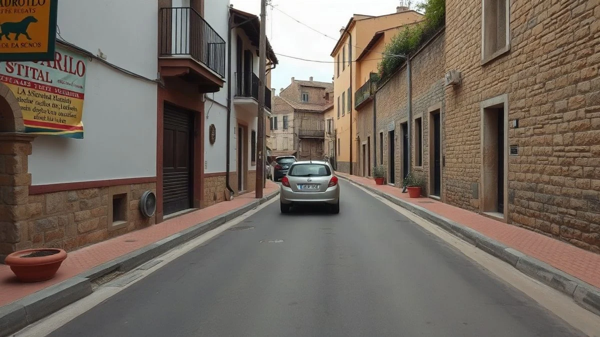 Imagen ilustrativa: calle empedrada de un pueblo con casas de piedra y un niño pequeño de espaldas en la distancia