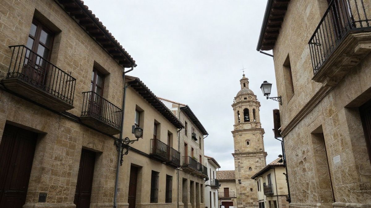 Imagen ilustrativa: calle de casco histórico español con edificios de piedra y cielo despejado
