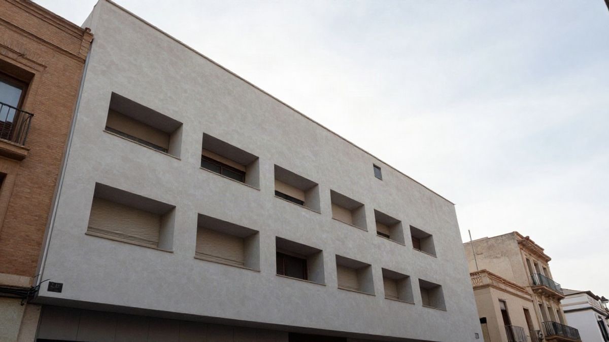 Illustrative image: low angle of a modern youth centre facade with a clear sky in the background