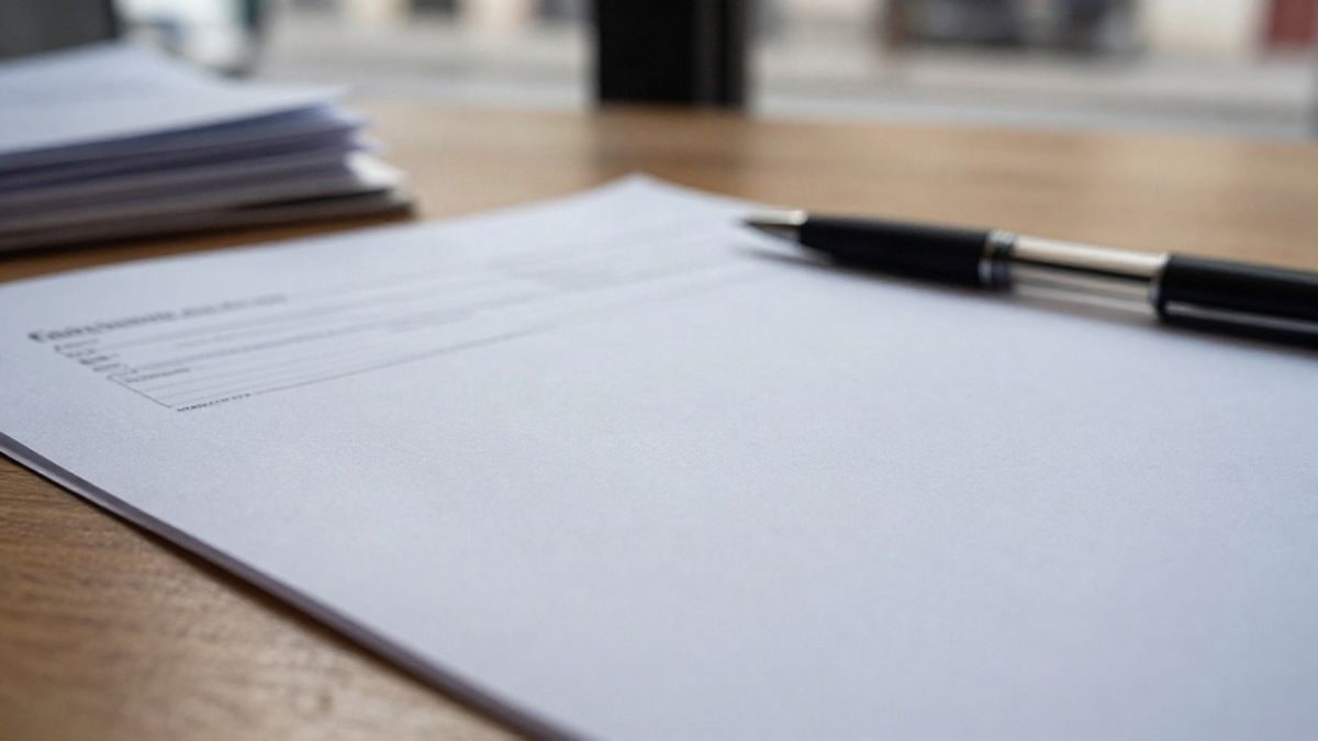 Illustrative image: close-up of a blank application form on a table with a pen