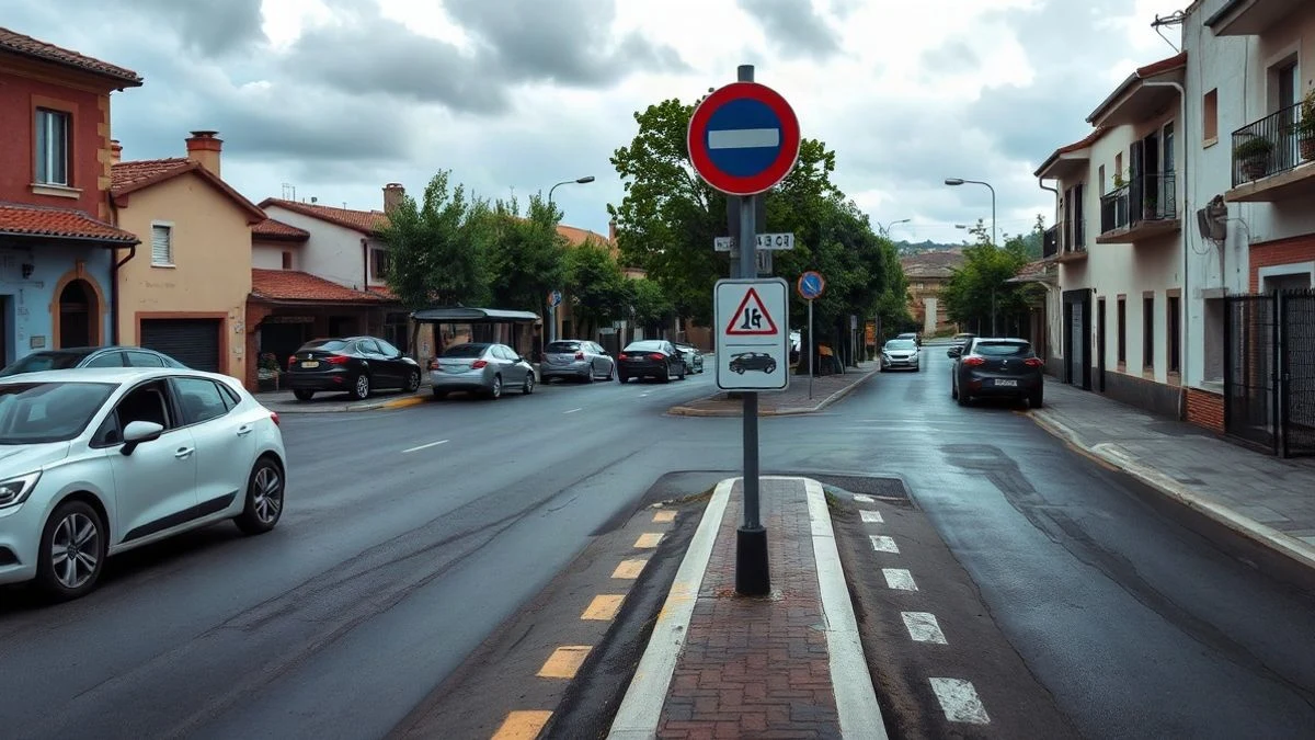 Illustrative image: a redeveloped street in a village with parked cars and a generic bus shelter.