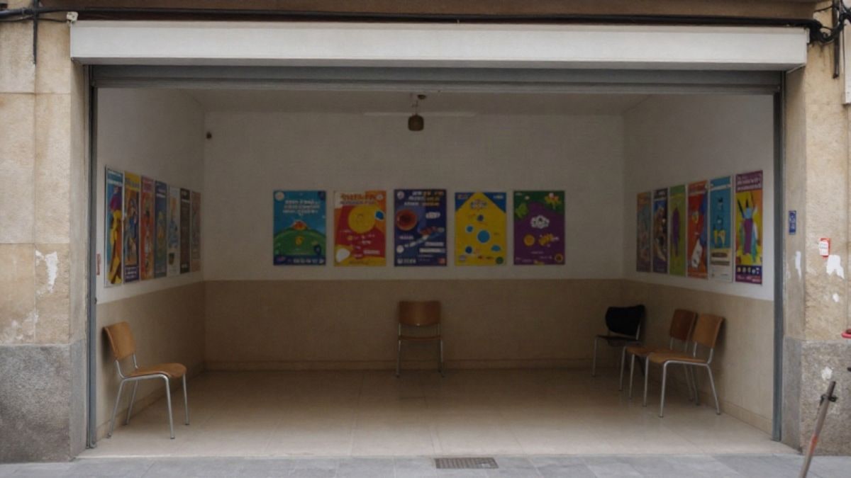 Imagen ilustrativa: interior de un centro de juventud con carteles y sillas, sin personas