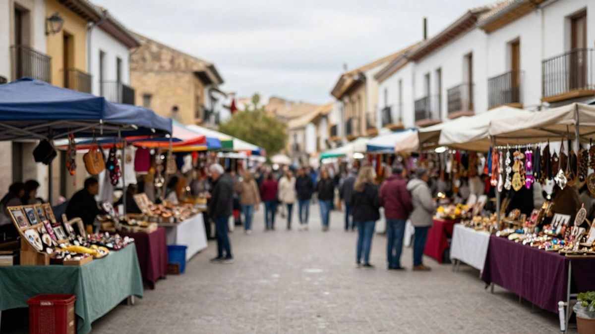 Illustrative image: craft and food stalls in a square during a multicultural event