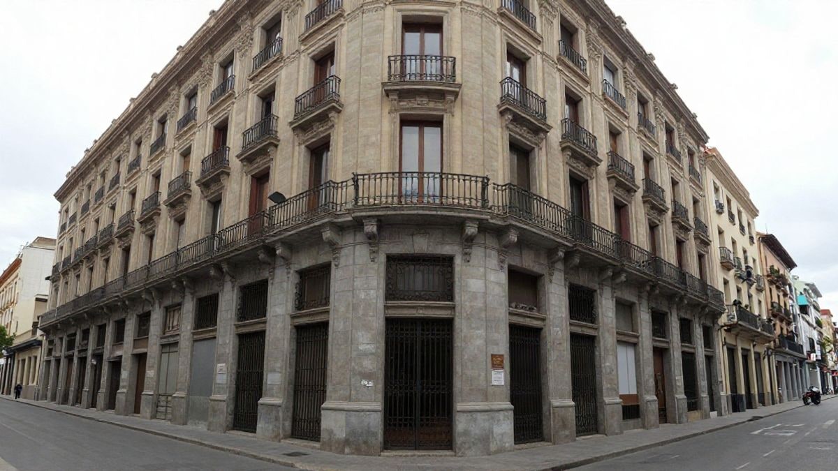 Imagen ilustrativa: fachada de un edificio municipal con líneas que convergen en perspectiva