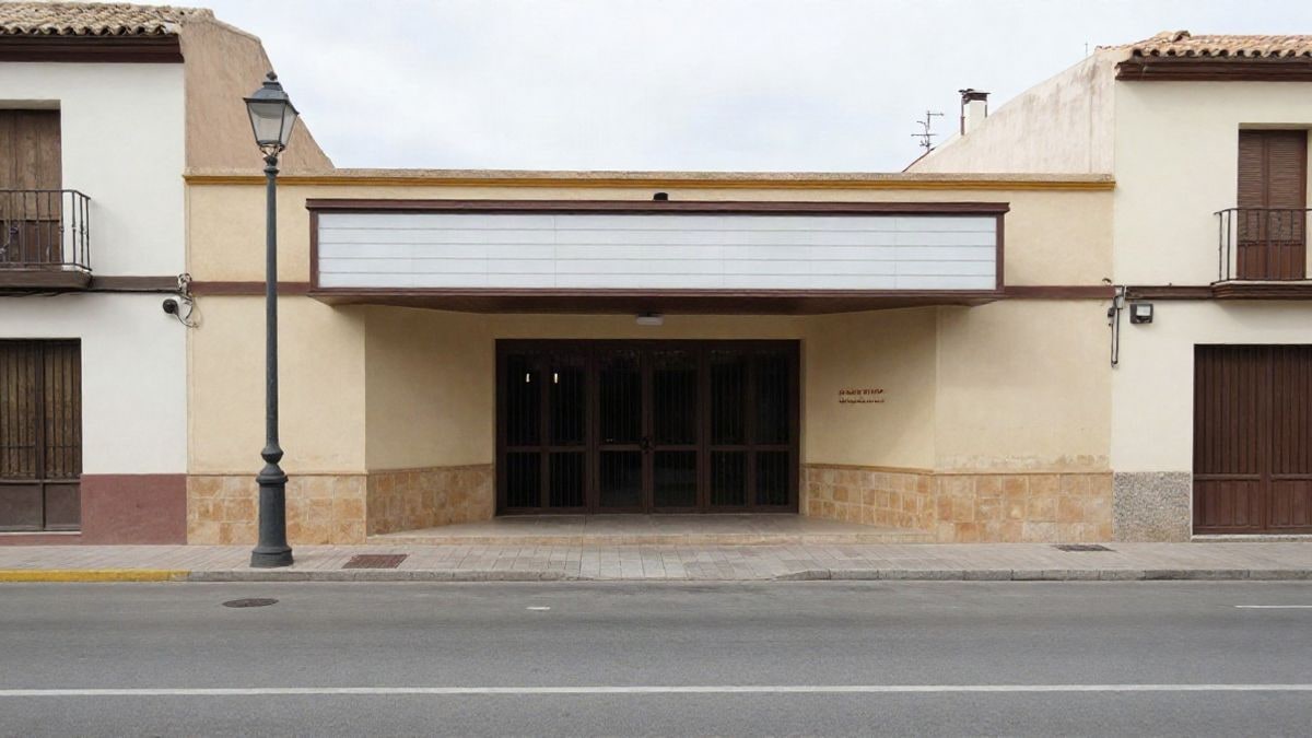 Imagen ilustrativa: fachada de un teatro municipal con marquesina y puertas cerradas en una calle vacía