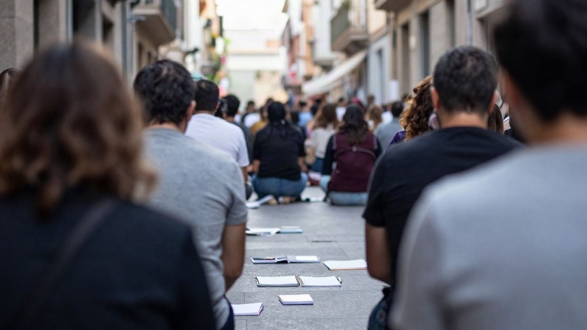 Imagen ilustrativa: jóvenes en un aula de formación, sentados en círculo, sin rostros visibles.
