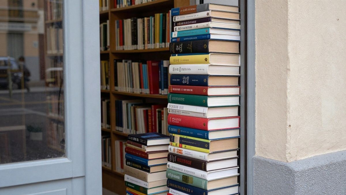 Imagen ilustrativa: interior de una biblioteca con estanterías de libros y una mesa con libros infantiles abiertos.