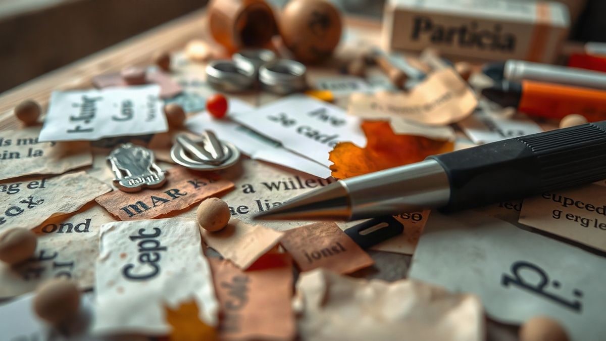 Imagen ilustrativa: primer plano de un collage con fragmentos de papel y objetos sobre una mesa