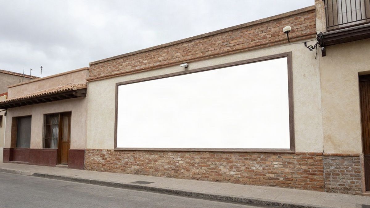 Illustrative image: low angle of a facade with an ATM integrated into the wall and cloudy sky