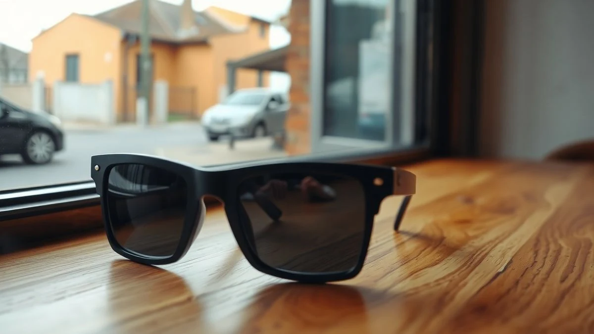 Imagen ilustrativa: gafas para eclipses sobre una mesa de madera junto a una ventana con luz natural.