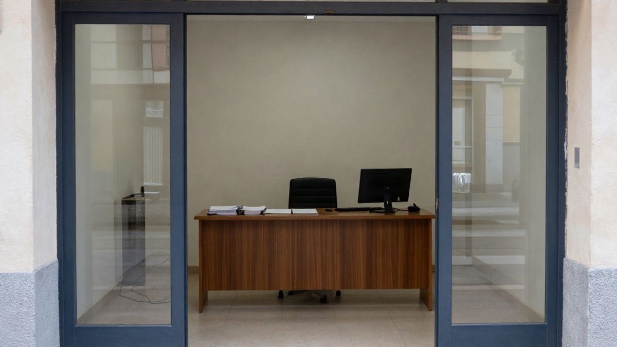 Imagen ilustrativa: un despacho municipal vacío con una mesa, papeles y un ordenador.