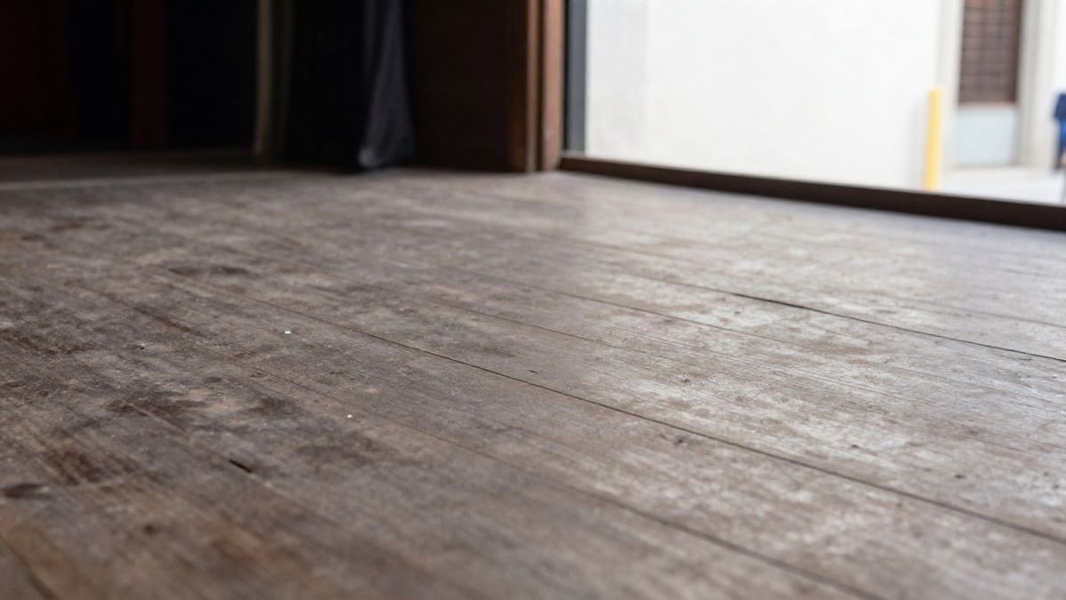 Imagen ilustrativa: detalle de las tablas de madera del suelo de un escenario teatral