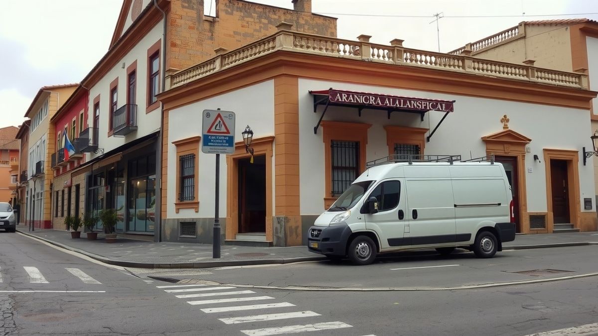 Illustrative image: a public service van parked next to a municipal building in a village.