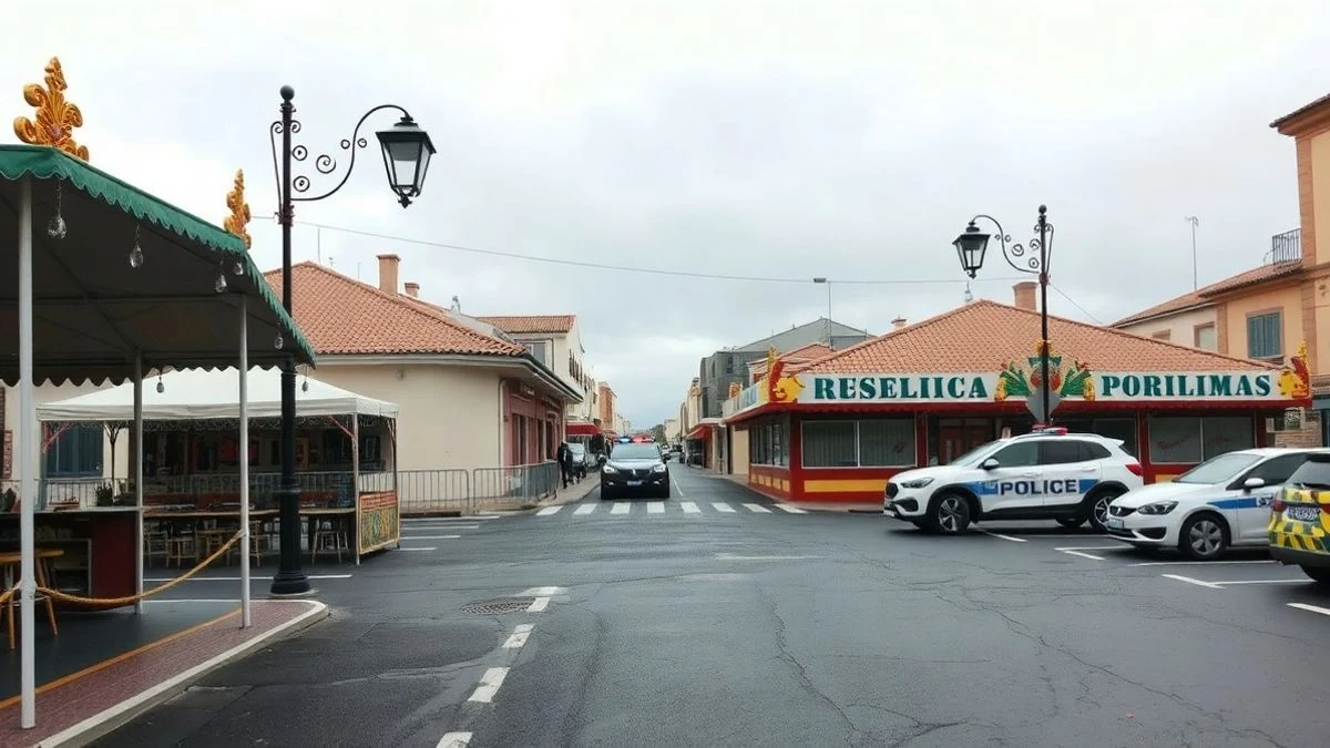 Imagen ilustrativa: un recinto ferial con casetas y barreras de seguridad en un día nublado