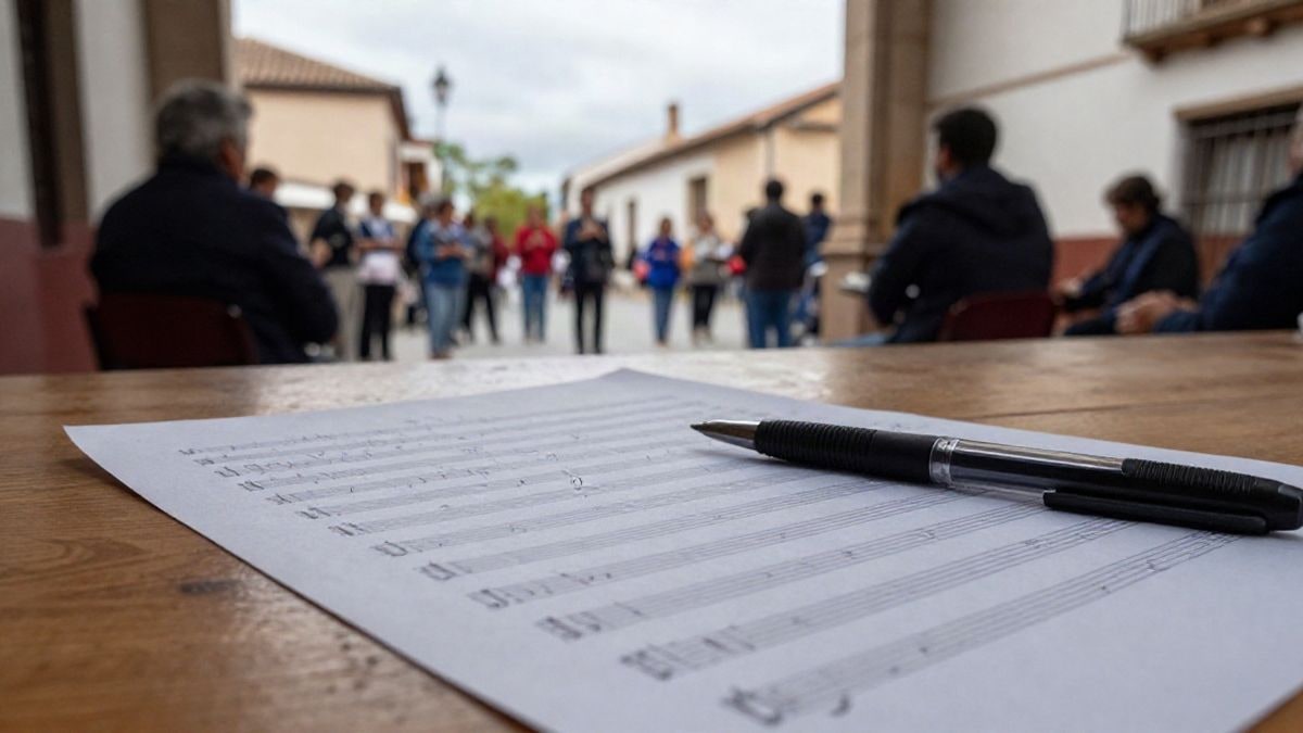 Imagen ilustrativa: partitura musical con bolígrafo sobre una mesa de madera