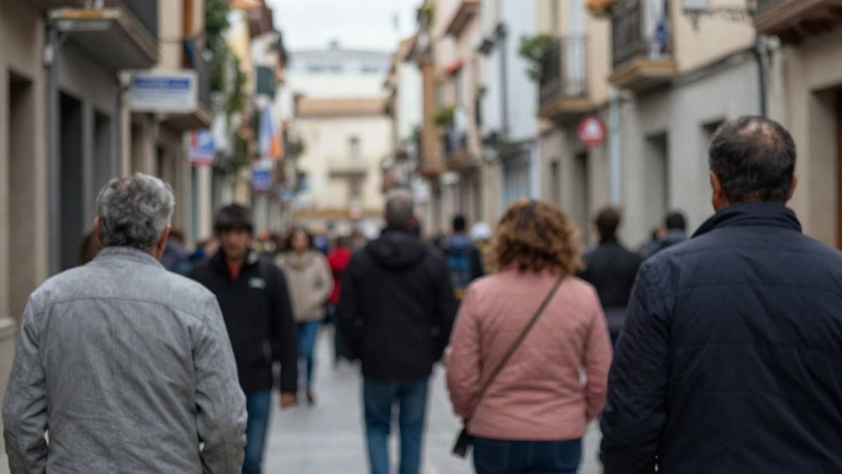 Imagen ilustrativa: fachada de un edificio municipal con un tablón de anuncios y personas al fondo