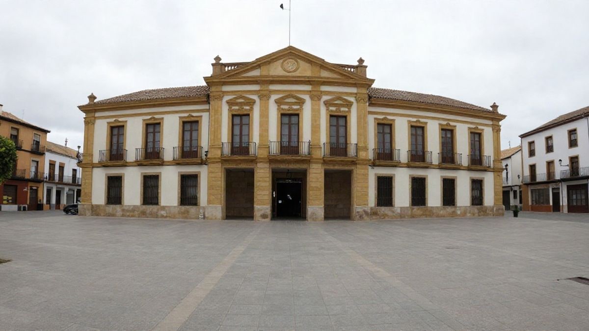Imagen ilustrativa: fachada de un centro cultural municipal con líneas que convergen hacia la entrada