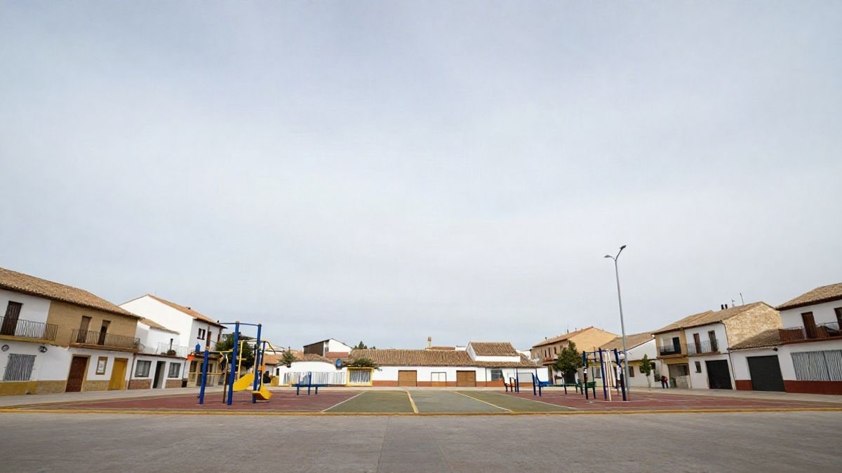 Illustrative image: view of an outdoor sports space in a rural setting